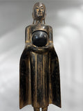 Wood Standing Monk with Offering Bowl 47"