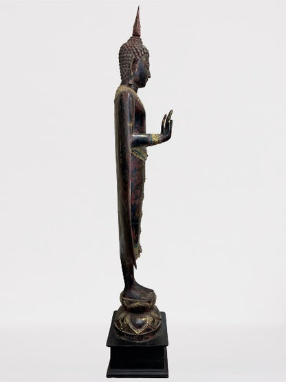 Wood Standing Thai Buddha Statue 82"