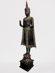 Wood Standing Thai Buddha Statue 82"