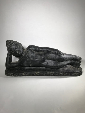 Stone Reclining Paranirvana Buddha Statue 22" - Routes Gallery