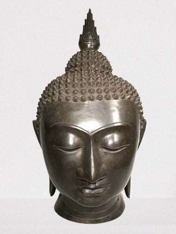 Brass Buddha Head with Flame Finial 24" - Routes Gallery