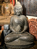 Stone Meditation Buddha with Lotus Offering 28" - Routes Gallery