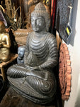 Stone Meditation Buddha with Lotus Offering 28" - Routes Gallery