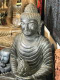 Stone Meditation Buddha with Lotus Offering 28" - Routes Gallery