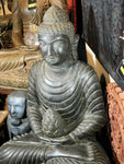 Stone Meditation Buddha with Lotus Offering 28" - Routes Gallery