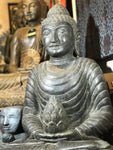 Stone Meditation Buddha with Lotus Offering 28" - Routes Gallery