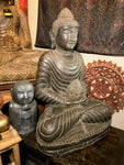 Stone Meditation Buddha with Lotus Offering 28" - Routes Gallery