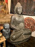 Stone Meditation Buddha with Lotus Offering 28" - Routes Gallery