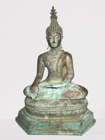 Brass Sukhothai Buddha Statue 16" - Routes Gallery