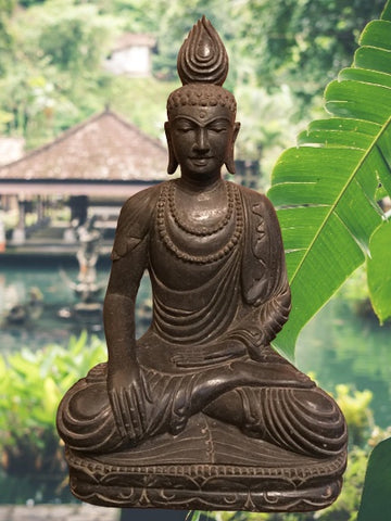 Stone Earth Touching Buddha Statue 31.5" - Routes Gallery