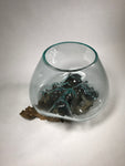 Glass & Teak Terrarium Vase Sculpture 12" - Routes Gallery