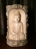 Natural Wood Meditating Buddha Sculpture 12" - Routes Gallery