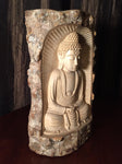 Natural Wood Meditating Buddha Sculpture 12" - Routes Gallery