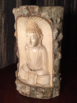 Natural Wood Meditating Buddha Sculpture 12" - Routes Gallery