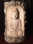 Natural Wood Meditating Buddha Sculpture 12" - Routes Gallery