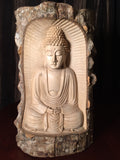 Natural Wood Meditating Buddha Sculpture 12" - Routes Gallery