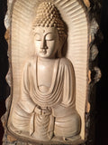 Natural Wood Meditating Buddha Sculpture 12" - Routes Gallery