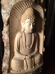 Natural Wood Meditating Buddha Sculpture 12" - Routes Gallery