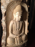 Natural Wood Meditating Buddha Sculpture 12" - Routes Gallery