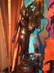 Brass Walking Abhaya Mudra Buddha 45" - Routes Gallery