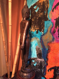 Brass Walking Abhaya Mudra Buddha 45" - Routes Gallery