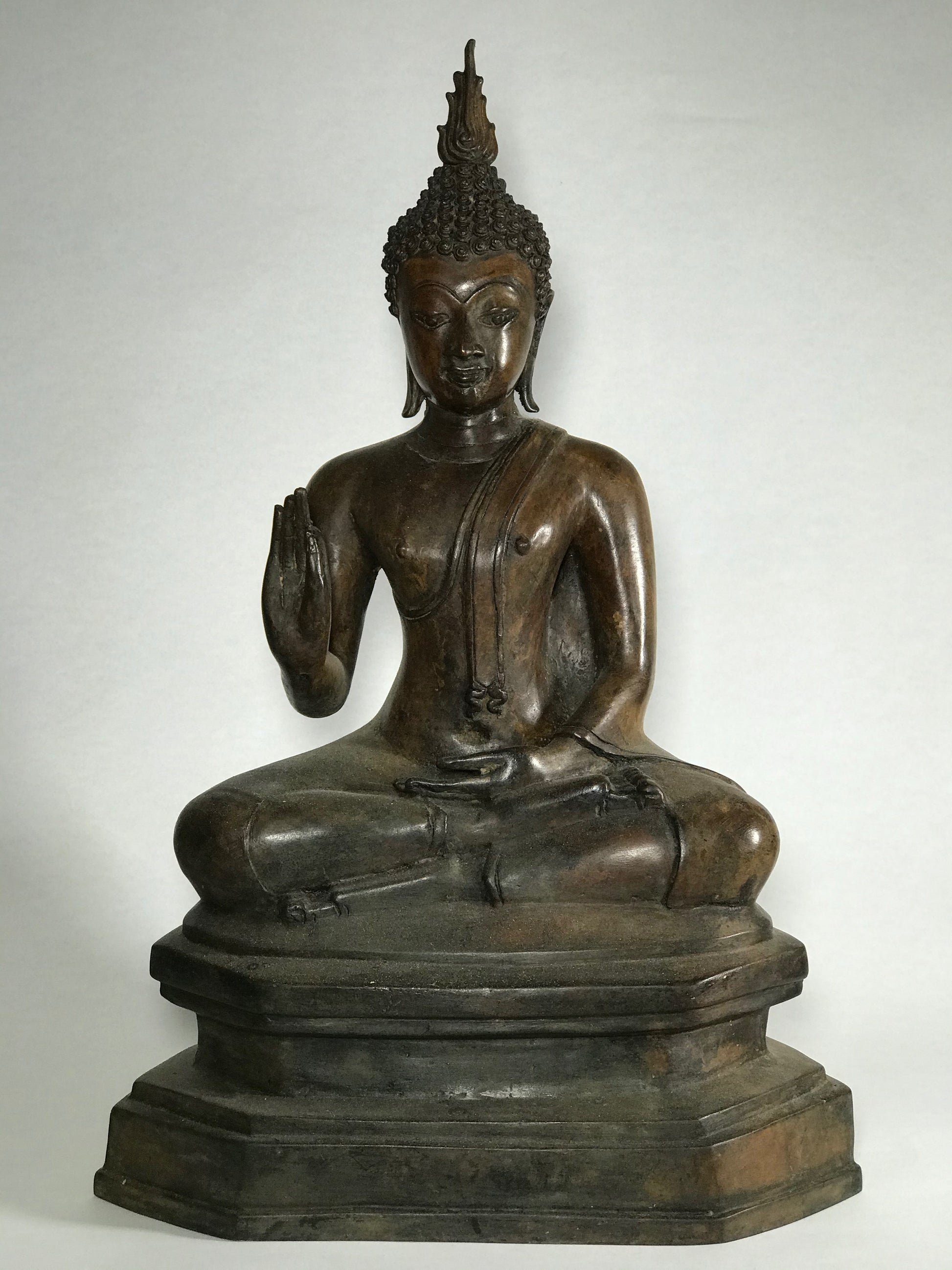 Brass Vitarka Sukhothai Buddha Statue 17.5" - Routes Gallery