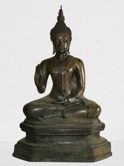 Brass Vitarka Sukhothai Buddha Statue 17.5" - Routes Gallery