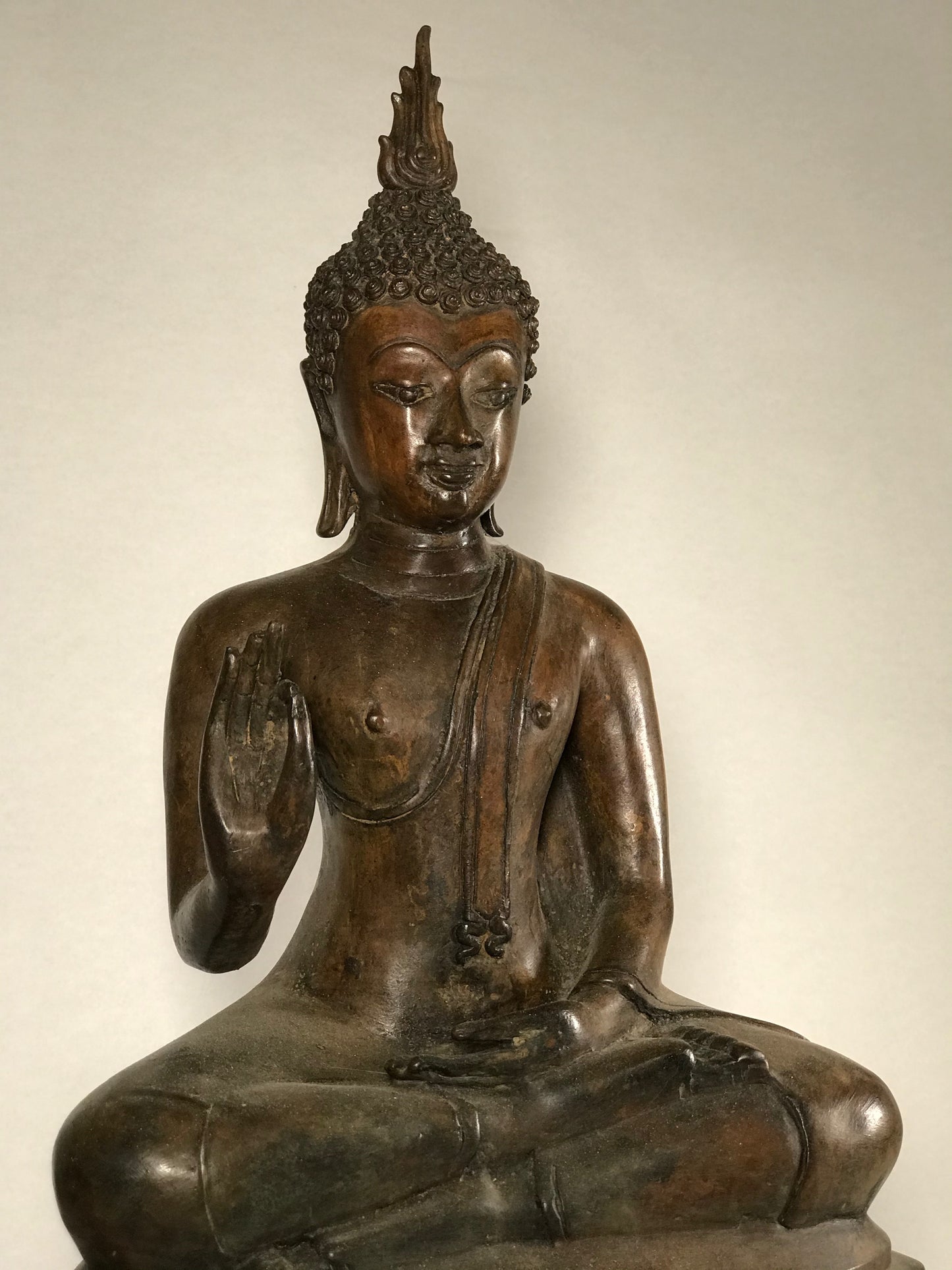 Brass Vitarka Sukhothai Buddha Statue 17.5" - Routes Gallery