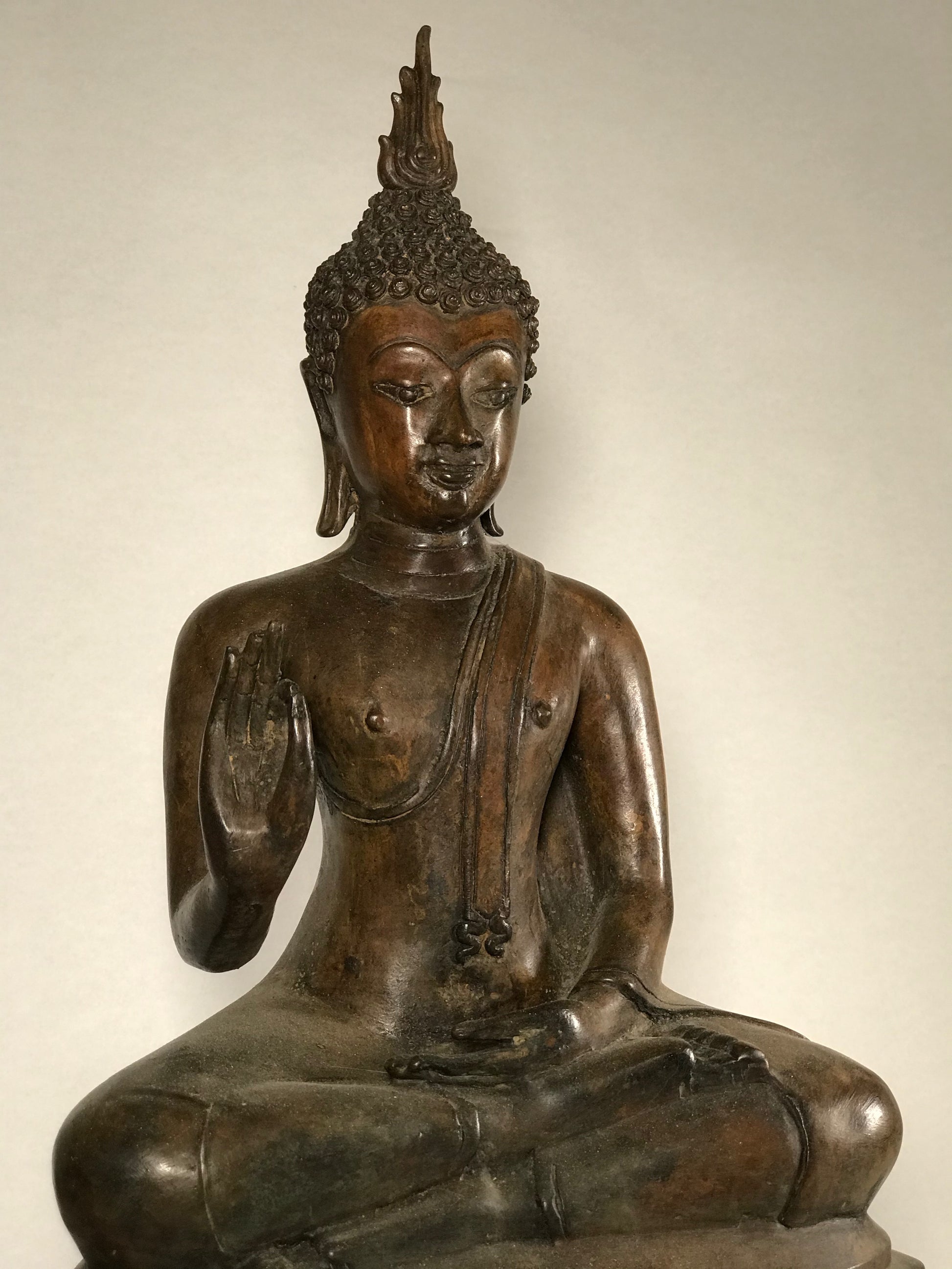 Brass Vitarka Sukhothai Buddha Statue 17.5" - Routes Gallery