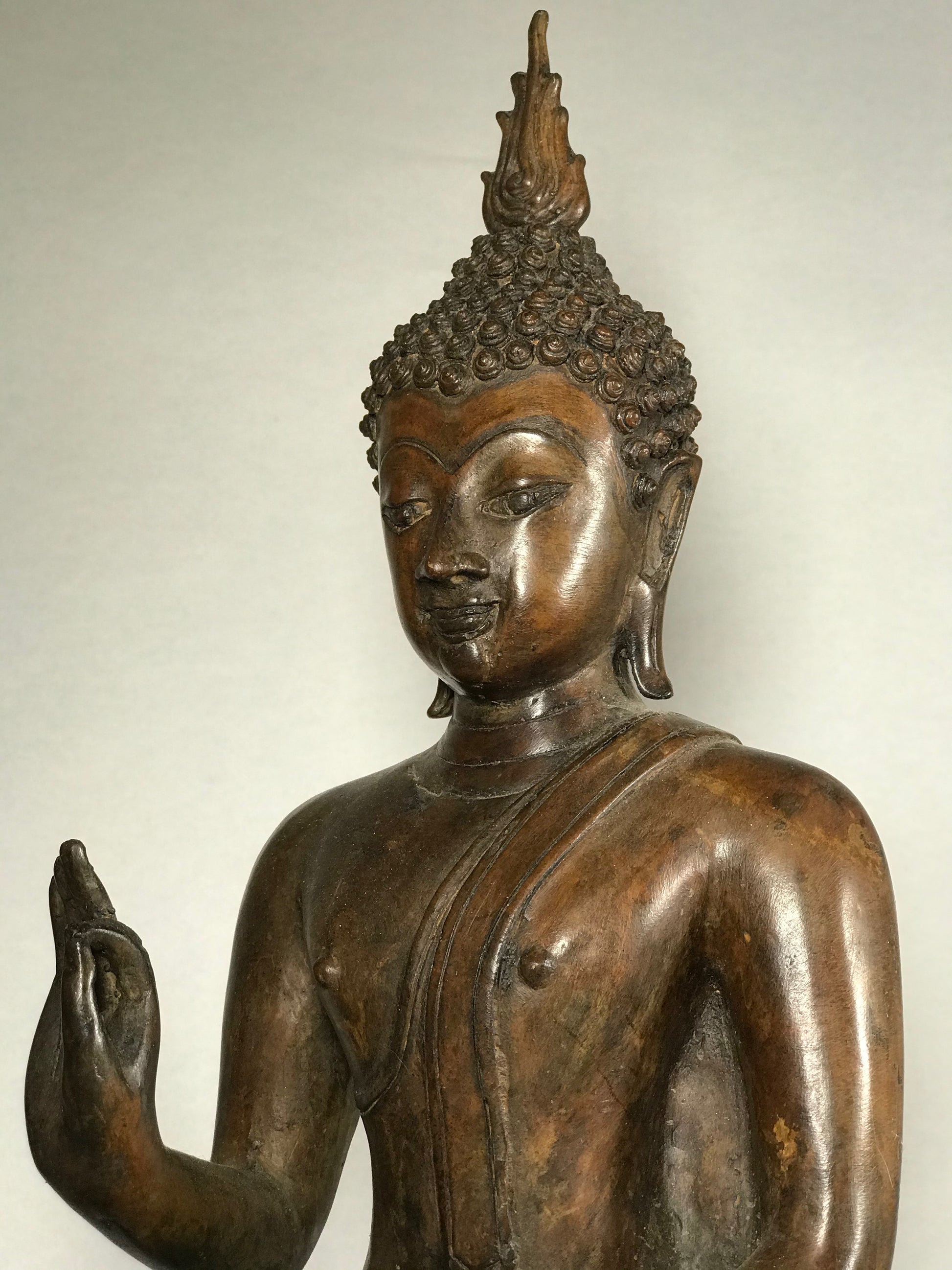 Brass Vitarka Sukhothai Buddha Statue 17.5" - Routes Gallery