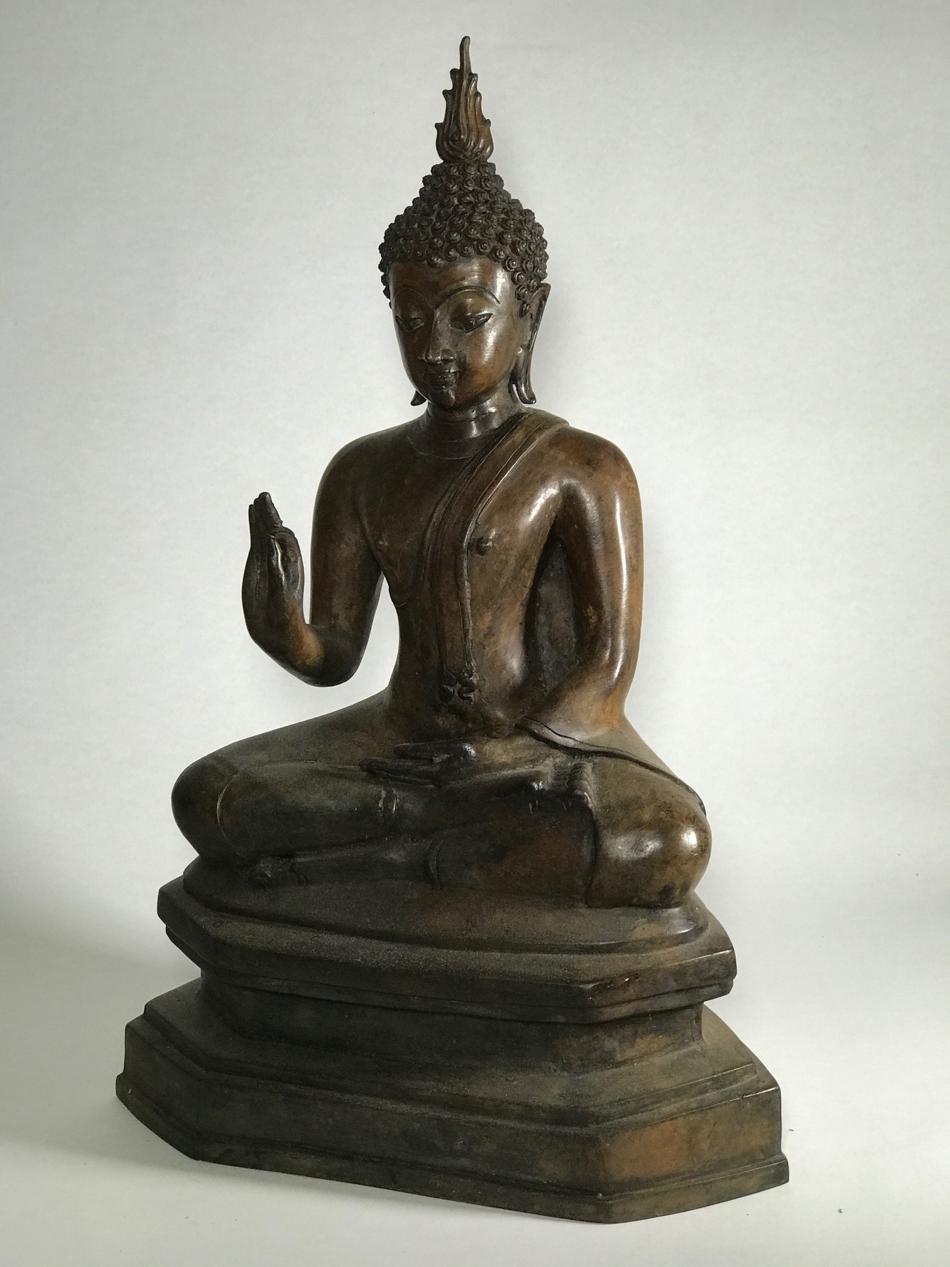 Brass Vitarka Sukhothai Buddha Statue 17.5" - Routes Gallery