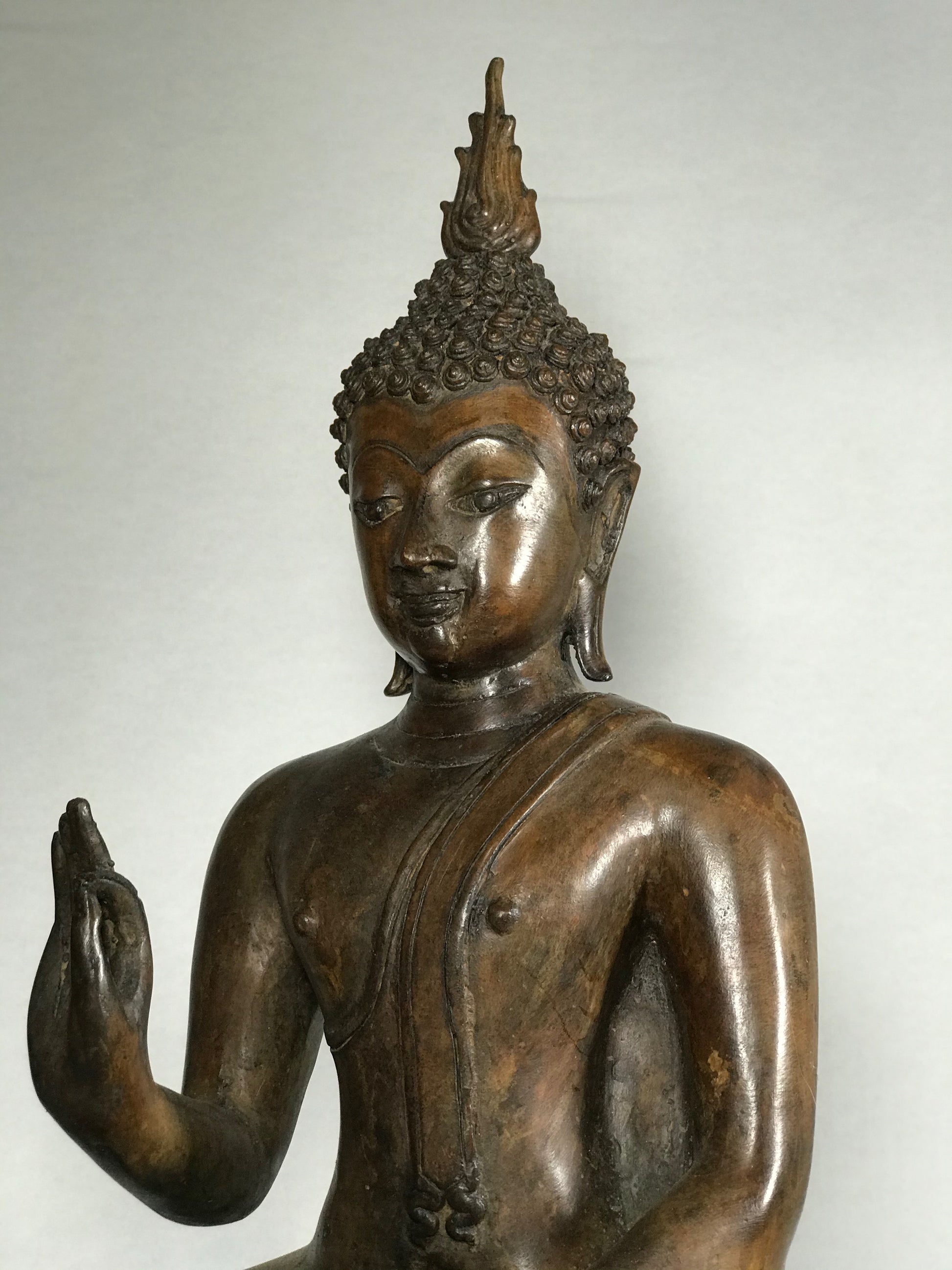 Brass Vitarka Sukhothai Buddha Statue 17.5" - Routes Gallery