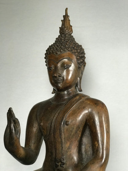 Brass Vitarka Sukhothai Buddha Statue 17.5" - Routes Gallery