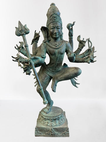 Brass Dancing Shiva Statue With Trident 24"