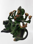 Brass Durga Statue Seated on Lion 3.5"