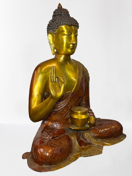 Brass Vitarka Teaching Buddha Statue 24"