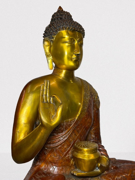 Brass Vitarka Teaching Buddha Statue 24"