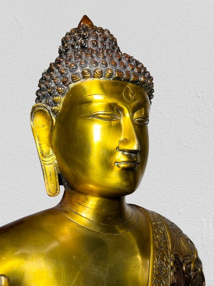 Brass Vitarka Teaching Buddha Statue 24"