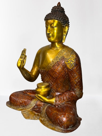 Brass Vitarka Teaching Buddha Statue 24"
