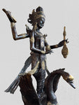 Brass Saraswati Wisdom Goddess Statue 46"