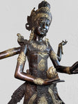 Brass Saraswati Wisdom Goddess Statue 46"