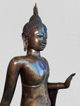 Brass Walking Abhaya Buddha Statue 45" - Routes Gallery