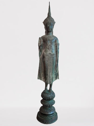 Brass Standing Ayutthaya Abhaya Buddha Statue 43"
