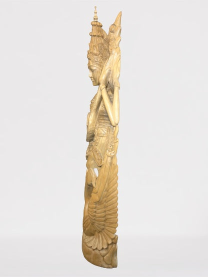 Wood Saraswati Wisdom Goddess Statue 42"