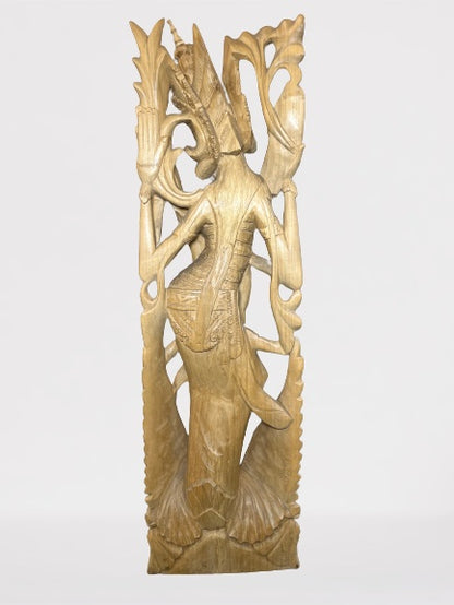 Wood Saraswati Wisdom Goddess Statue 42"