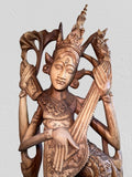 Wood Saraswati Wisdom Goddess Statue 42"