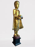 Wood Standing Monk with Offering Bowl 48"