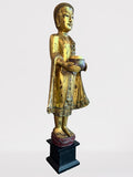 Wood Standing Monk with Offering Bowl 48"
