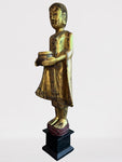 Wood Standing Monk with Offering Bowl 48"