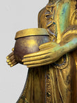Wood Standing Monk with Offering Bowl 48"